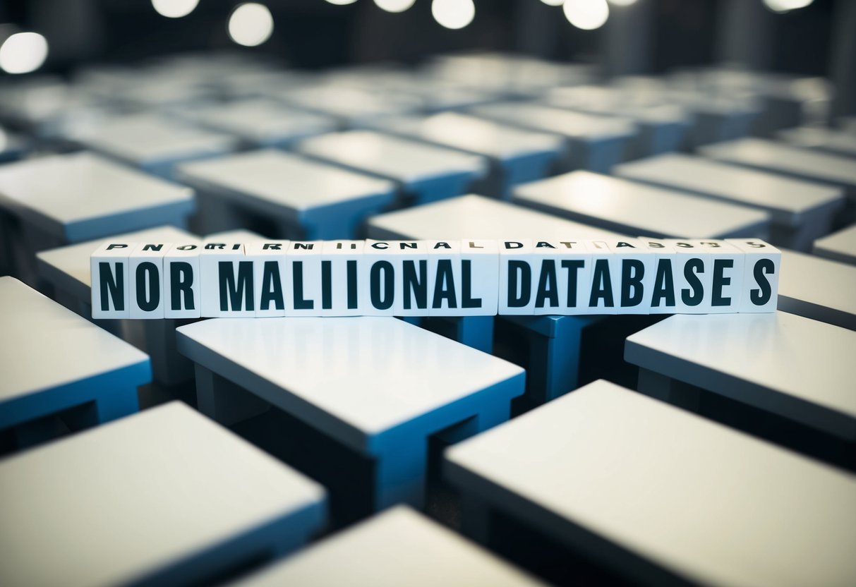 A series of interconnected tables, each with clearly defined columns and relationships, demonstrating the concept of normalization in relational databases