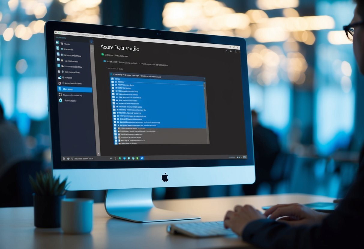 A computer screen displaying Azure Data Studio with a prompt to delete a table. The interface shows options for advanced operations