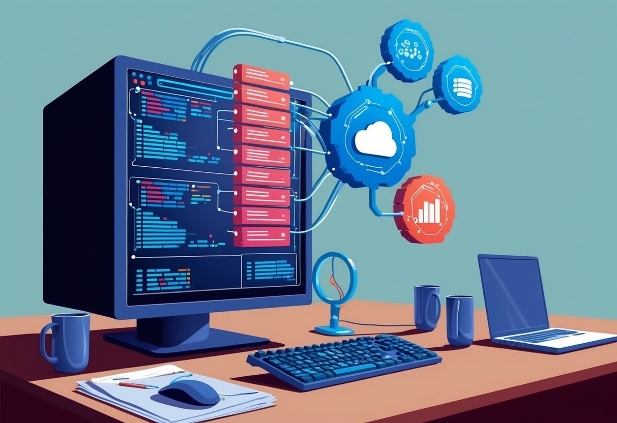 A computer running complex queries, with multiple data sets interconnected and optimized for performance