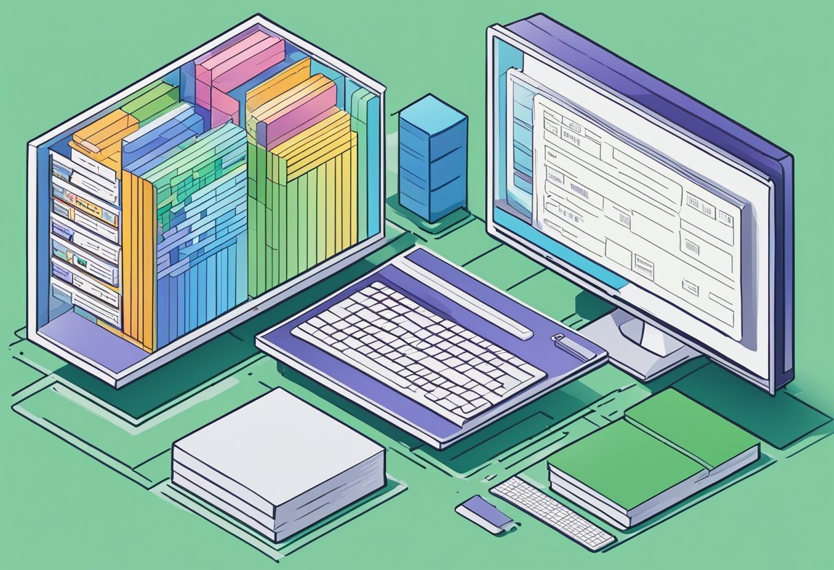 A computer screen displaying a database schema with tables, columns, and constraints