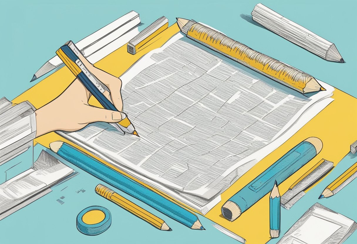A person breaking a pencil in half and writing with both pieces to illustrate finding exceptions to the rules