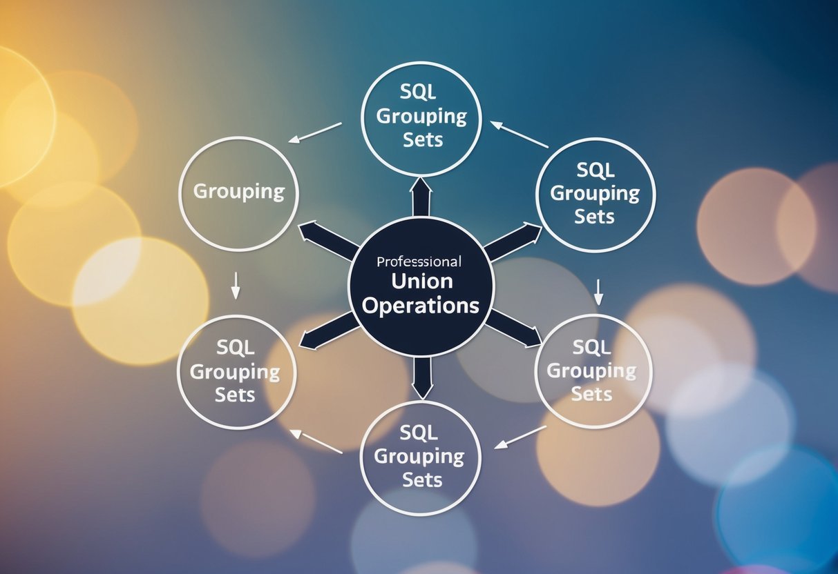 A group of interconnected circles representing union operations in SQL grouping sets
