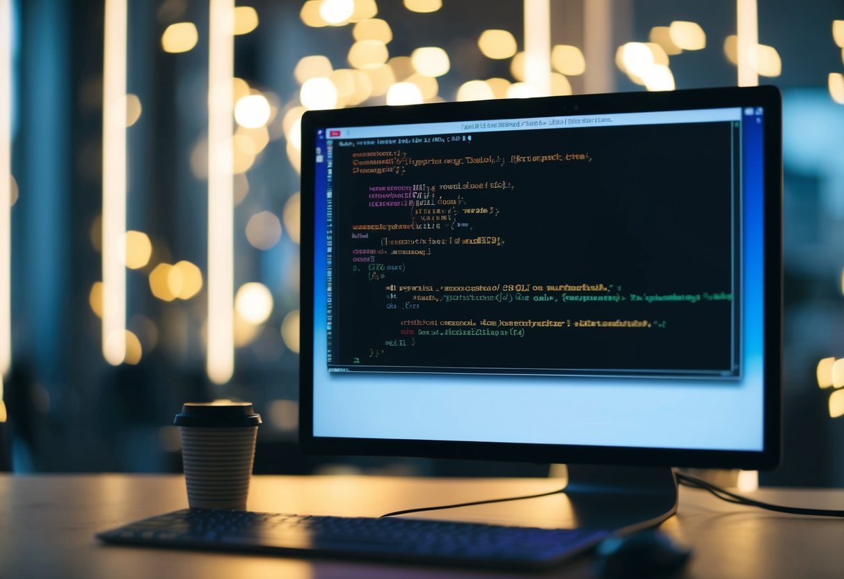 A computer screen displaying SQL code for temporary tables and recursive CTEs