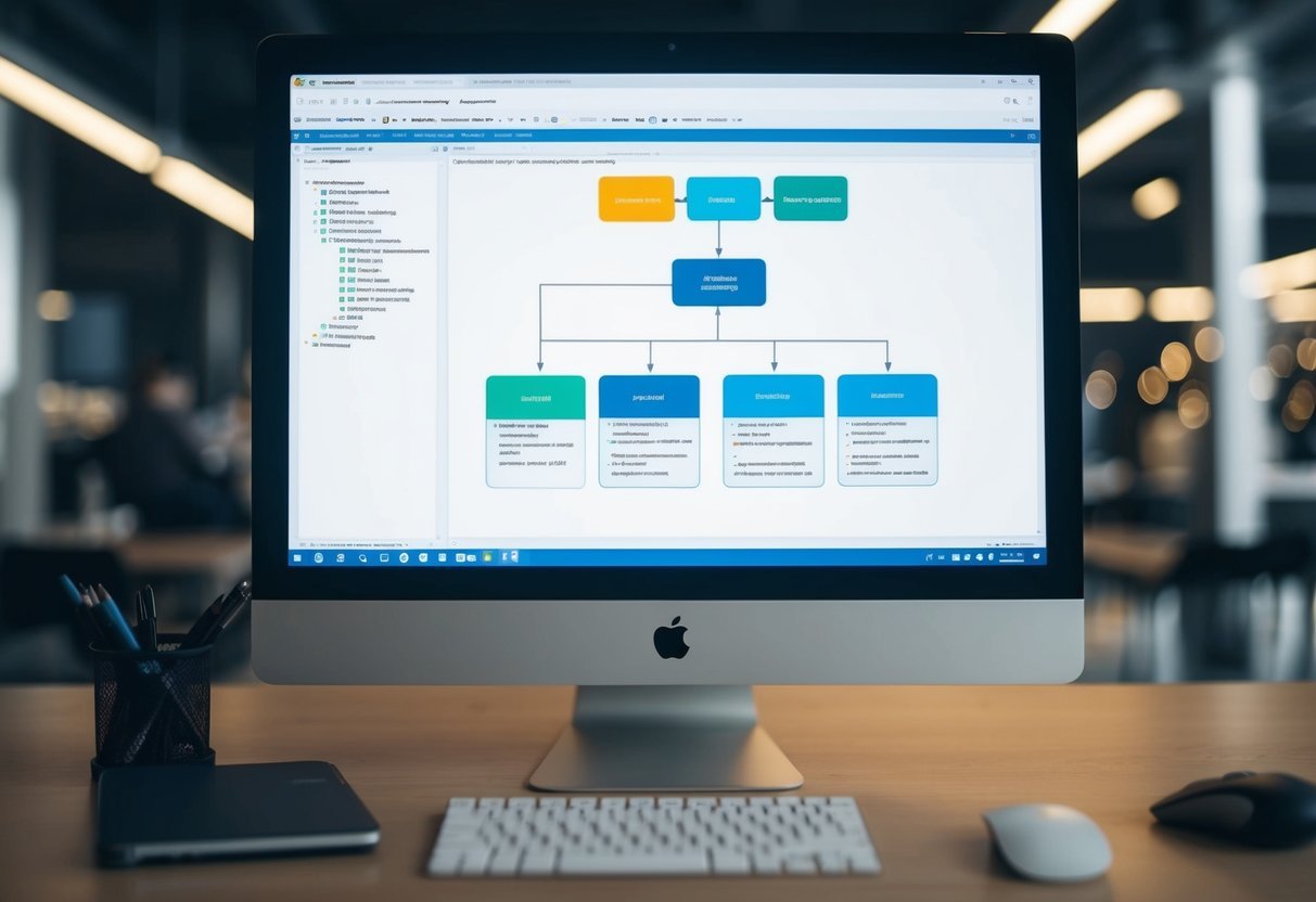A computer monitor displaying a database schema with optimized SQL indexes and performance learning techniques