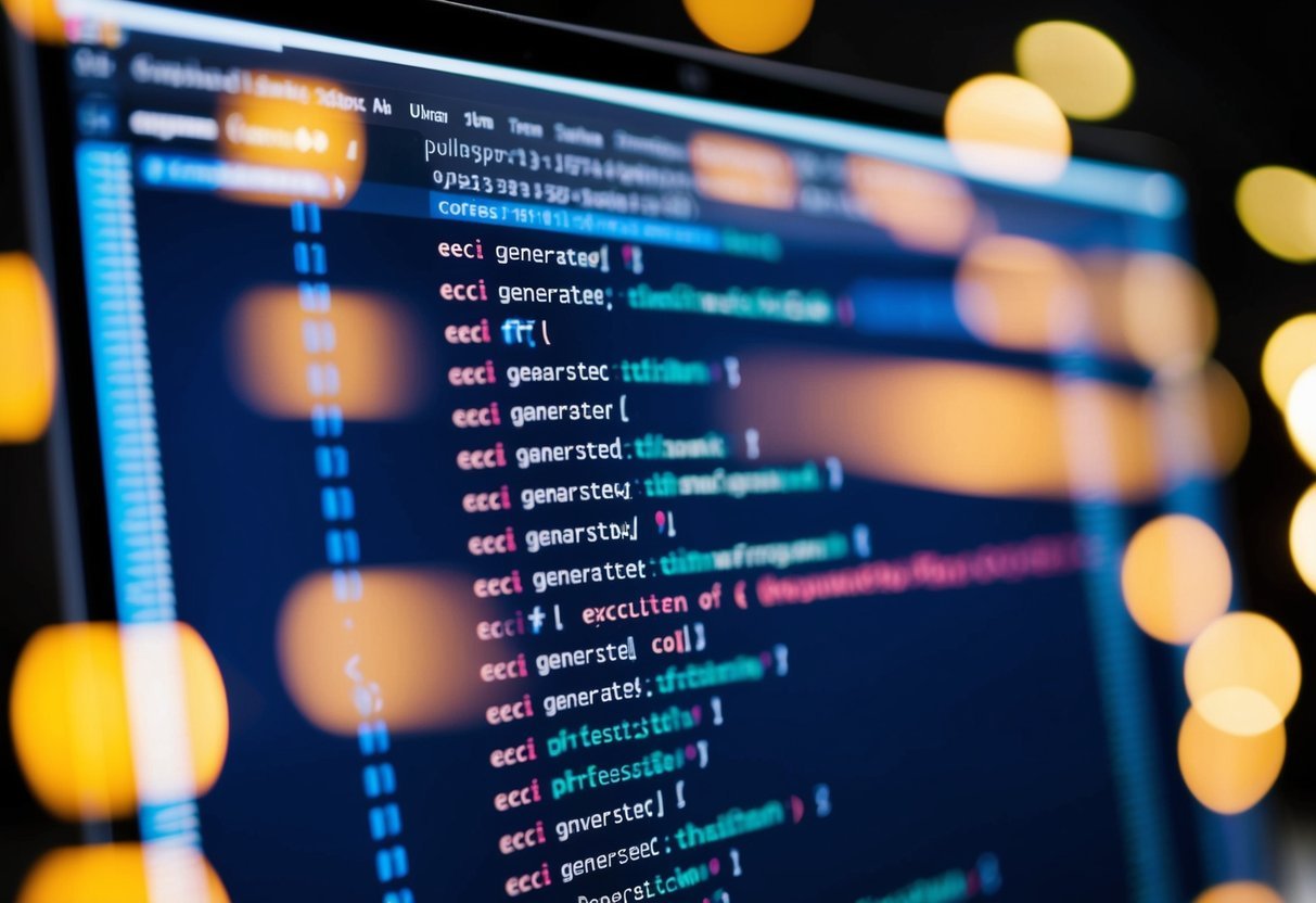 A computer screen with lines of code being generated and executed dynamically