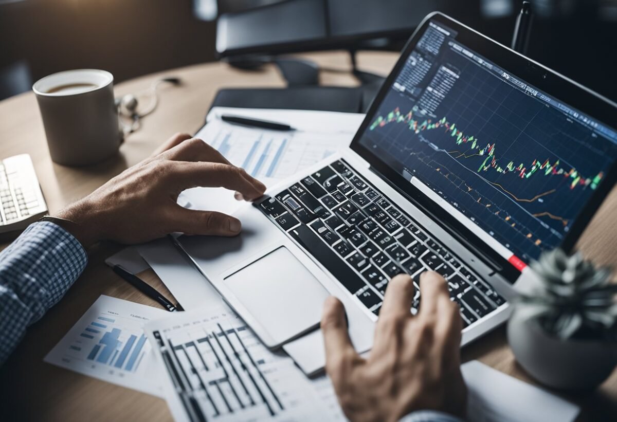 A person studying DAX, comparing measures and calculated columns on a computer screen with charts and graphs displayed