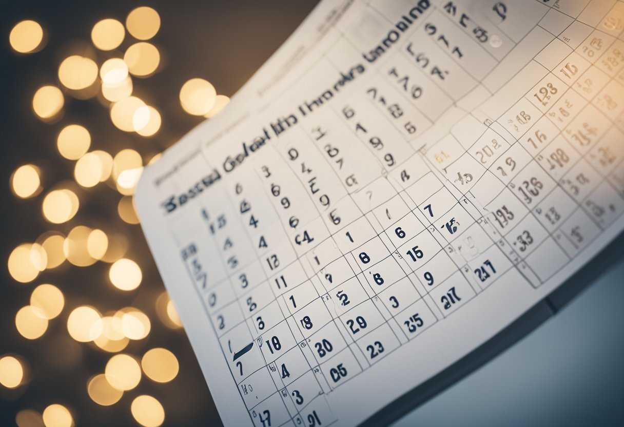 A calendar with highlighted holidays and special dates, surrounded by DAX formulas and tables