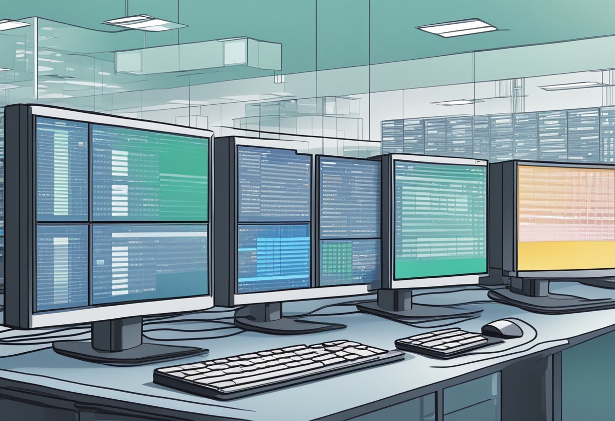 A computer screen displays rows of data being processed and manipulated using T-SQL commands