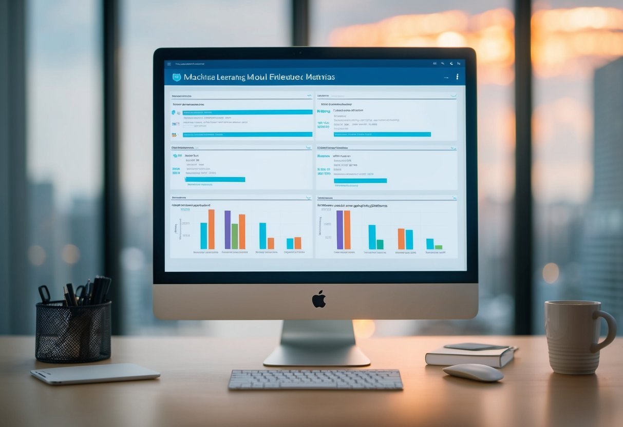 A computer screen displaying SQL queries and machine learning model evaluation metrics