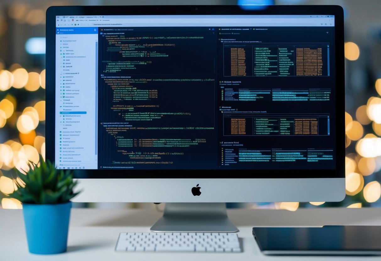 A computer screen displaying complex SQL queries and data manipulation for machine learning models