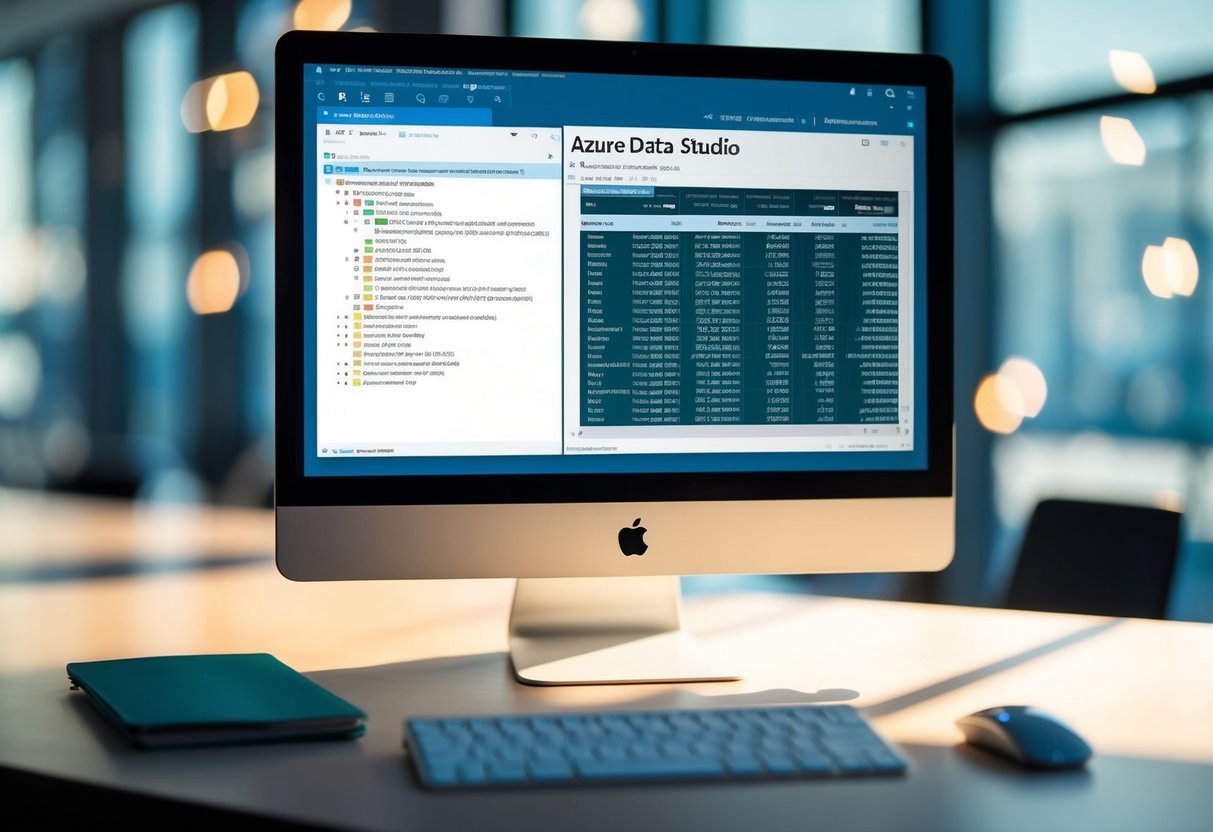 A computer screen displaying Azure Data Studio with a table of data being exported