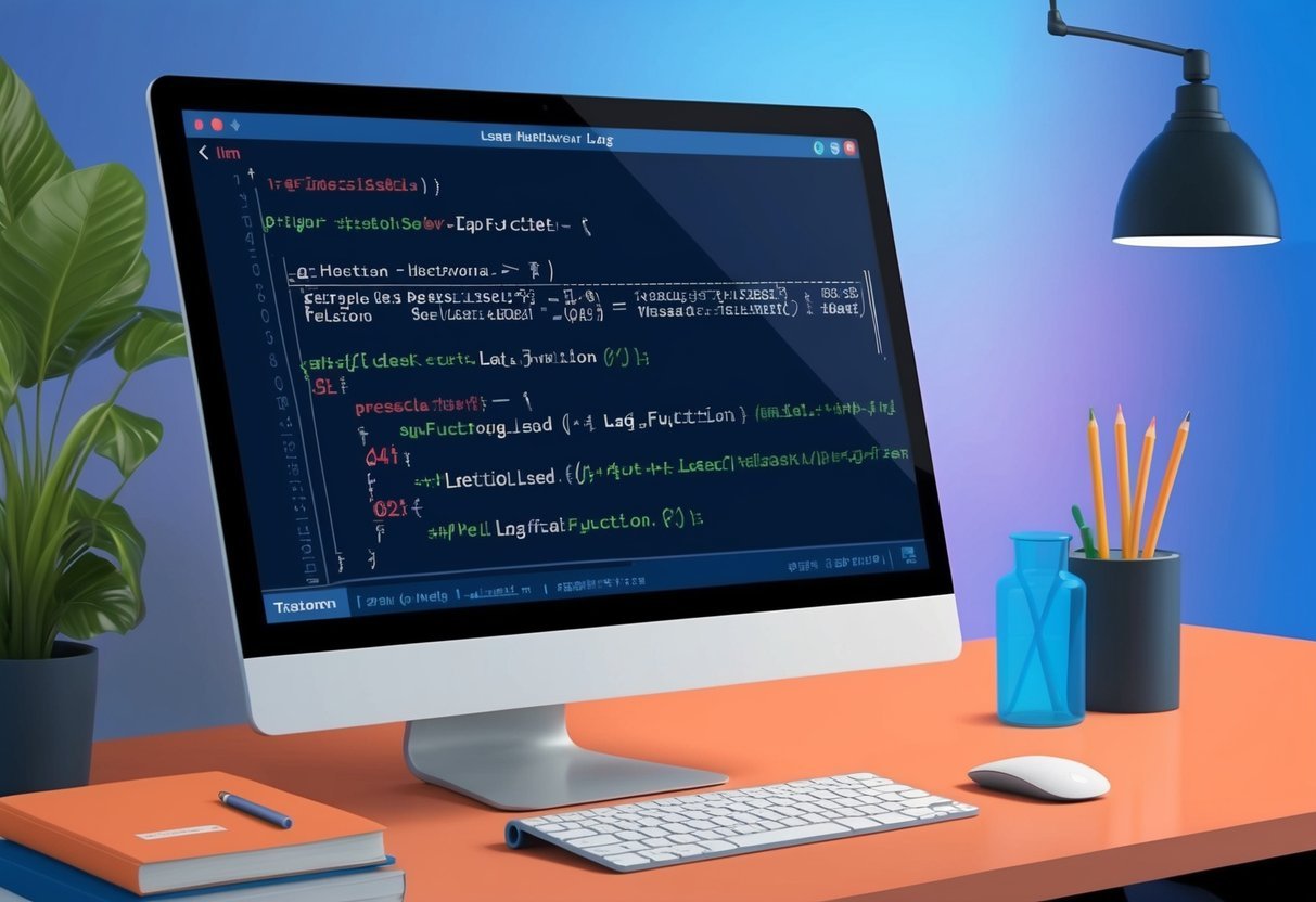A computer screen displaying SQL code with lead and lag functions