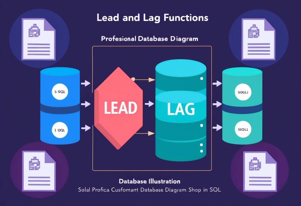 A database diagram with lead and lag functions in SQL