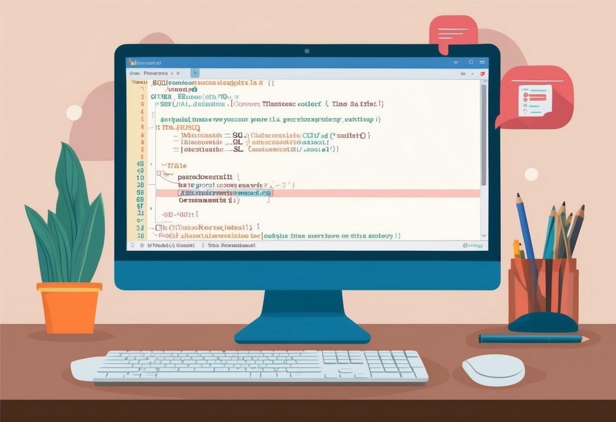 A computer screen with SQL code for time series analysis