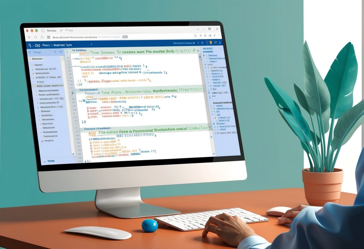 A computer screen displaying SQL code for time series forecasting models