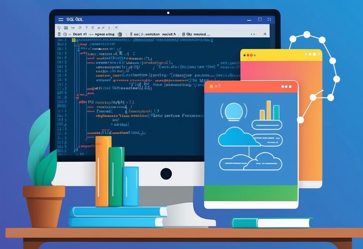 A computer screen displaying SQL code and a machine learning algorithm building time series forecasting models