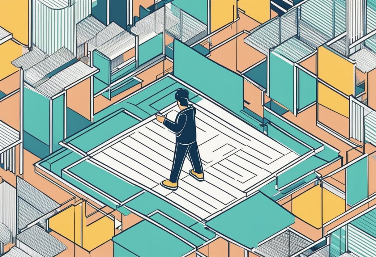 A person pointing to tables while drawing lines to connect them