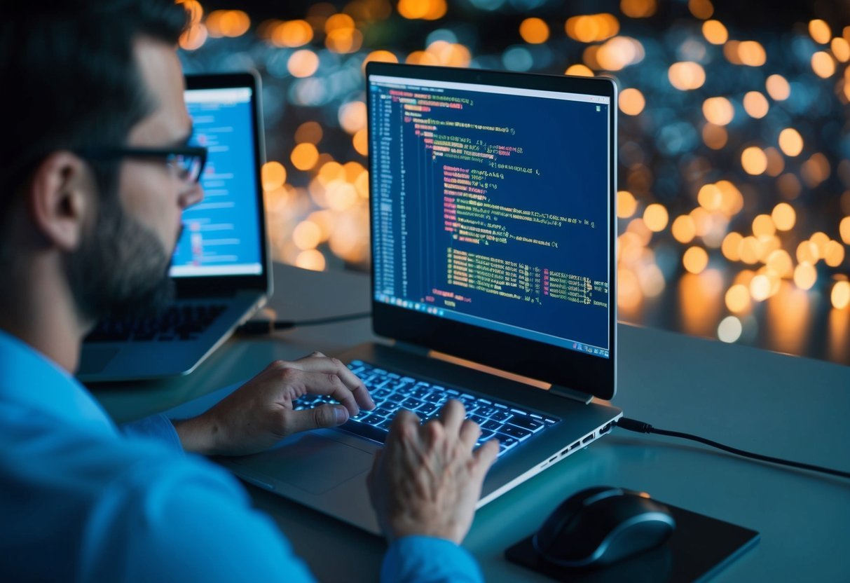 A programmer writing SQL code with variables and IF statements, optimizing for performance