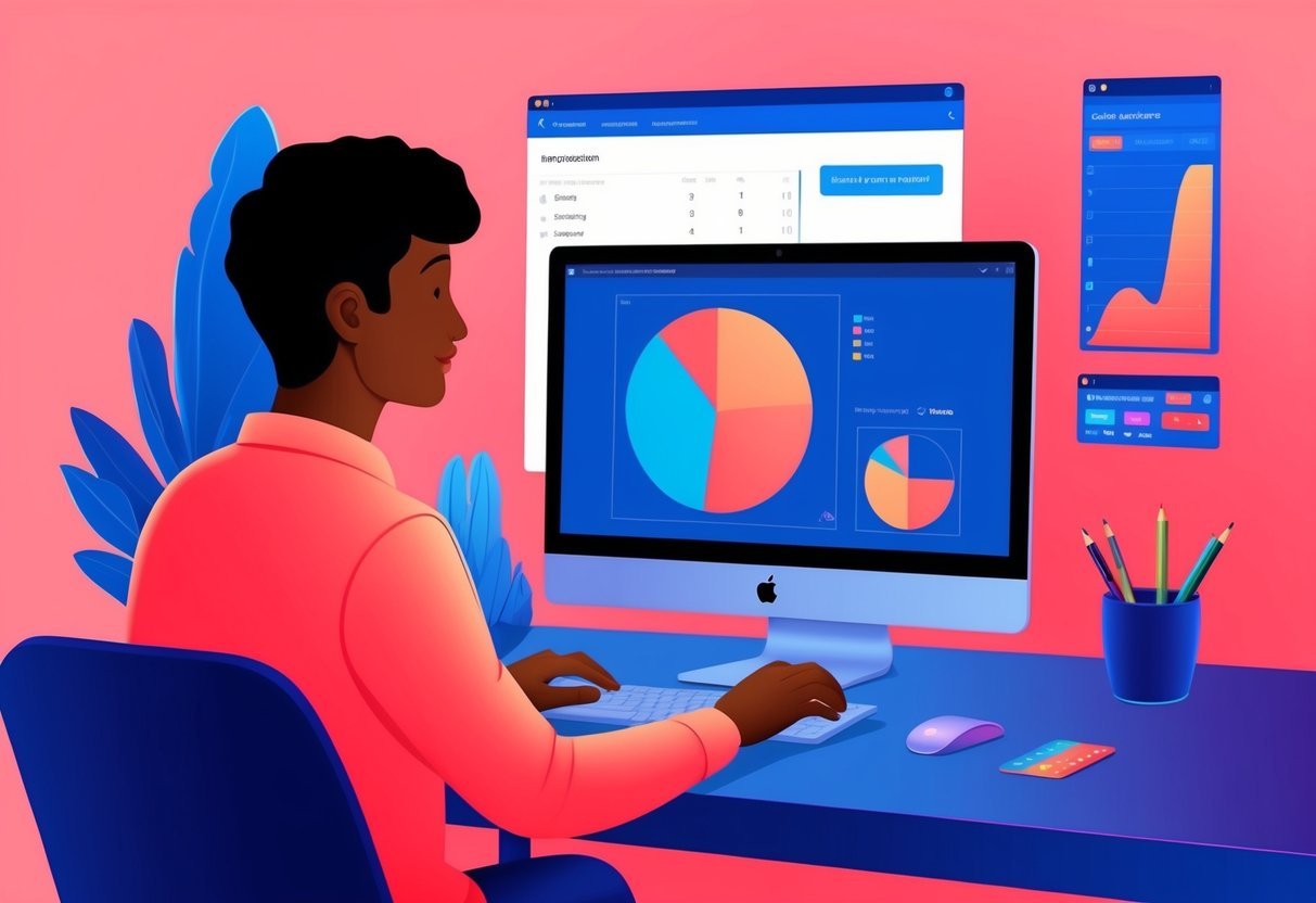 A person using a computer to create visualizations with the Matplotlib programming library