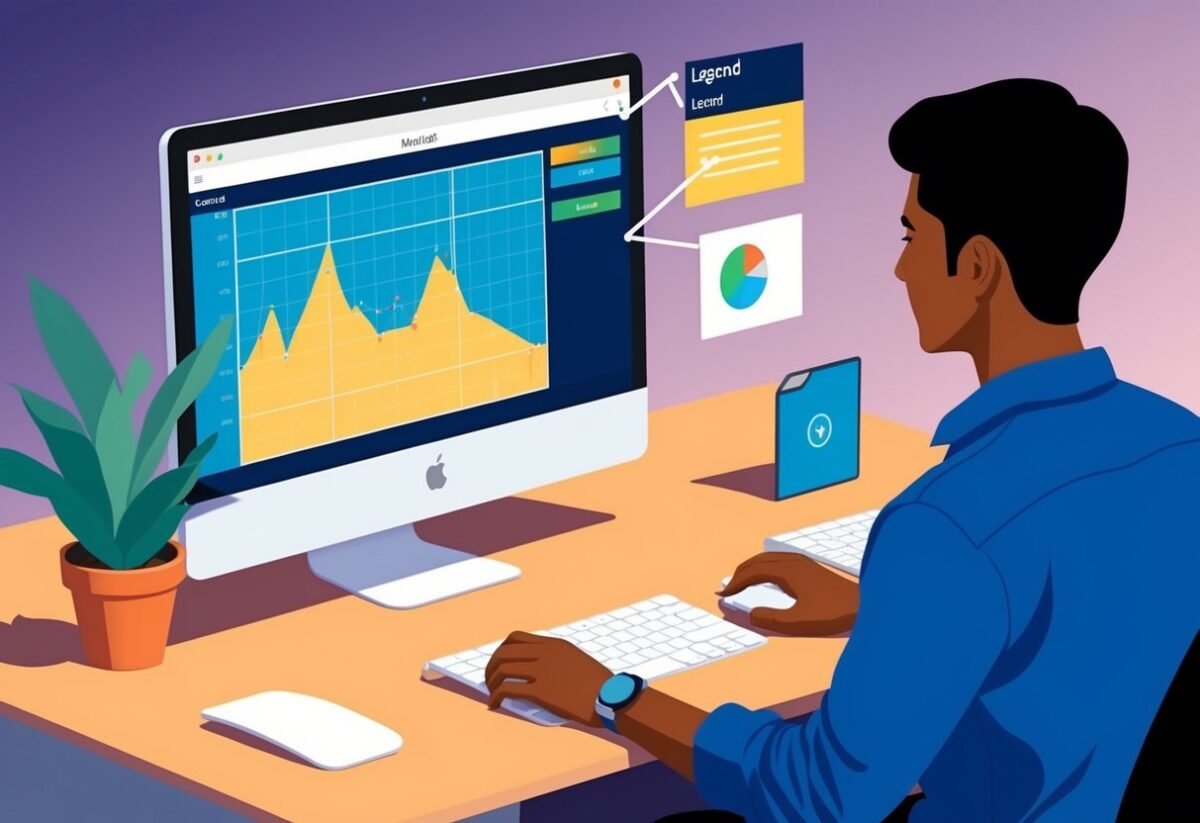 A person using a computer to customize and interact with a legend in a Matplotlib graph