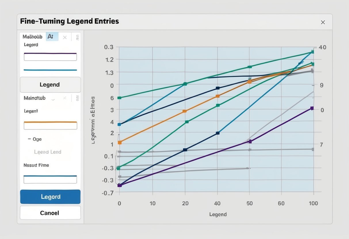 A graph with multiple lines and corresponding labels, demonstrating the process of fine-tuning legend entries in Matplotlib