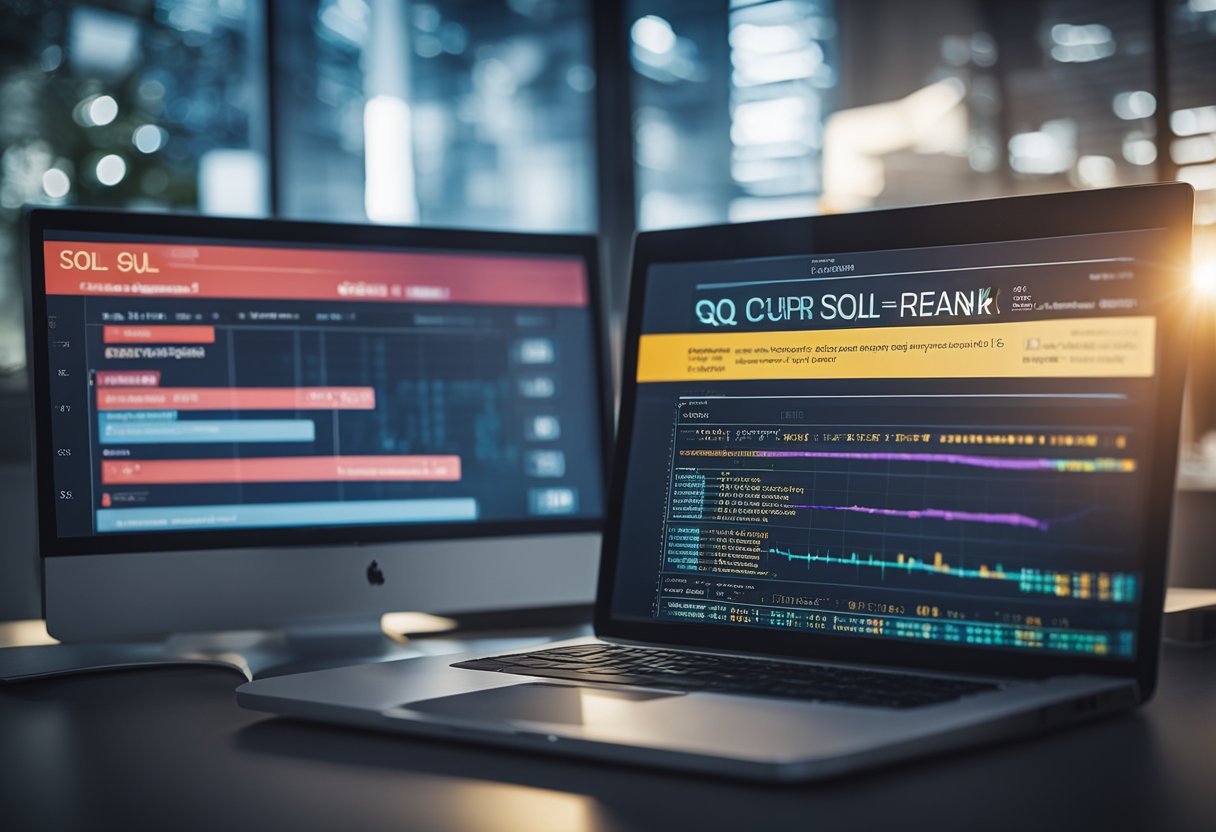 A computer screen displaying a SQL course with exercises on window functions RANK and DENSE_RANK