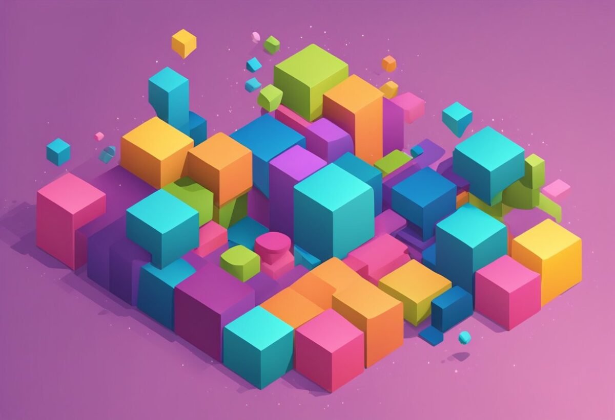 A colorful 3D graph with multiple data points, showing the separation of classes using a hyperplane in a support vector machine