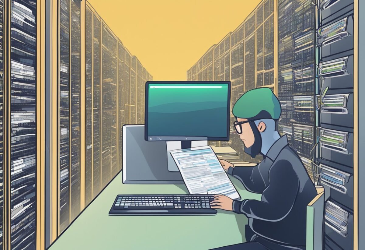 A person working at a computer, with multiple XML files open, studying T-SQL code for shredding XML data