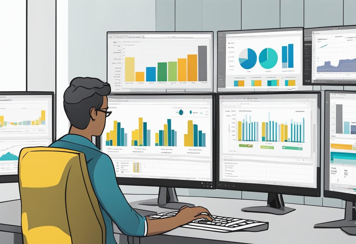 A person using a computer to create interactive reports and dashboards with Power BI