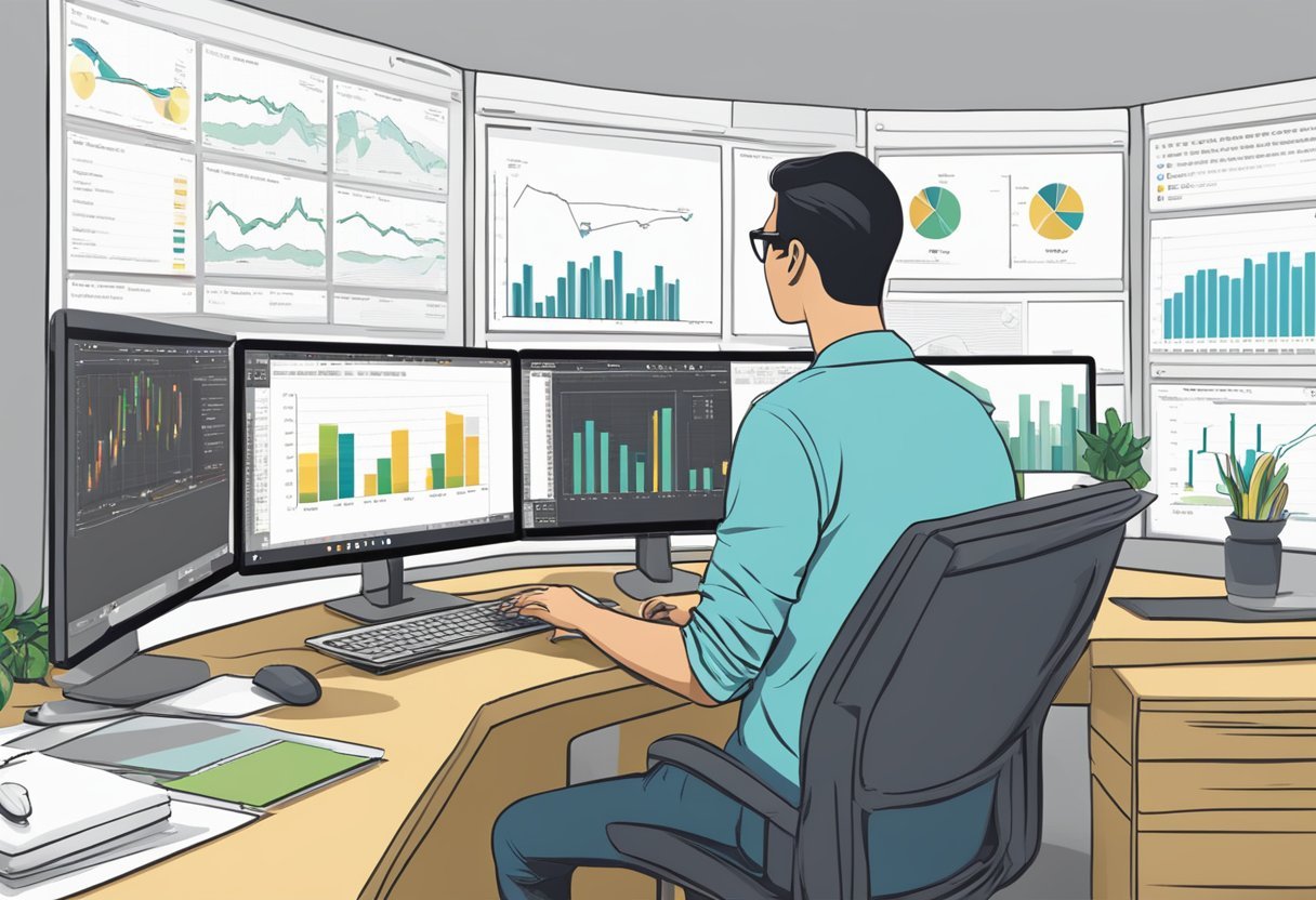 A person using a computer to create data visualizations and dashboards for Power BI frequently asked questions
