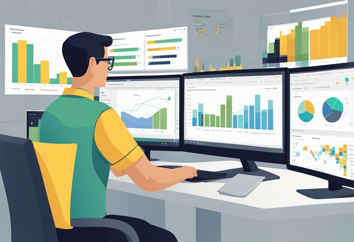 A person using a computer to analyze and enhance data reports in Power BI