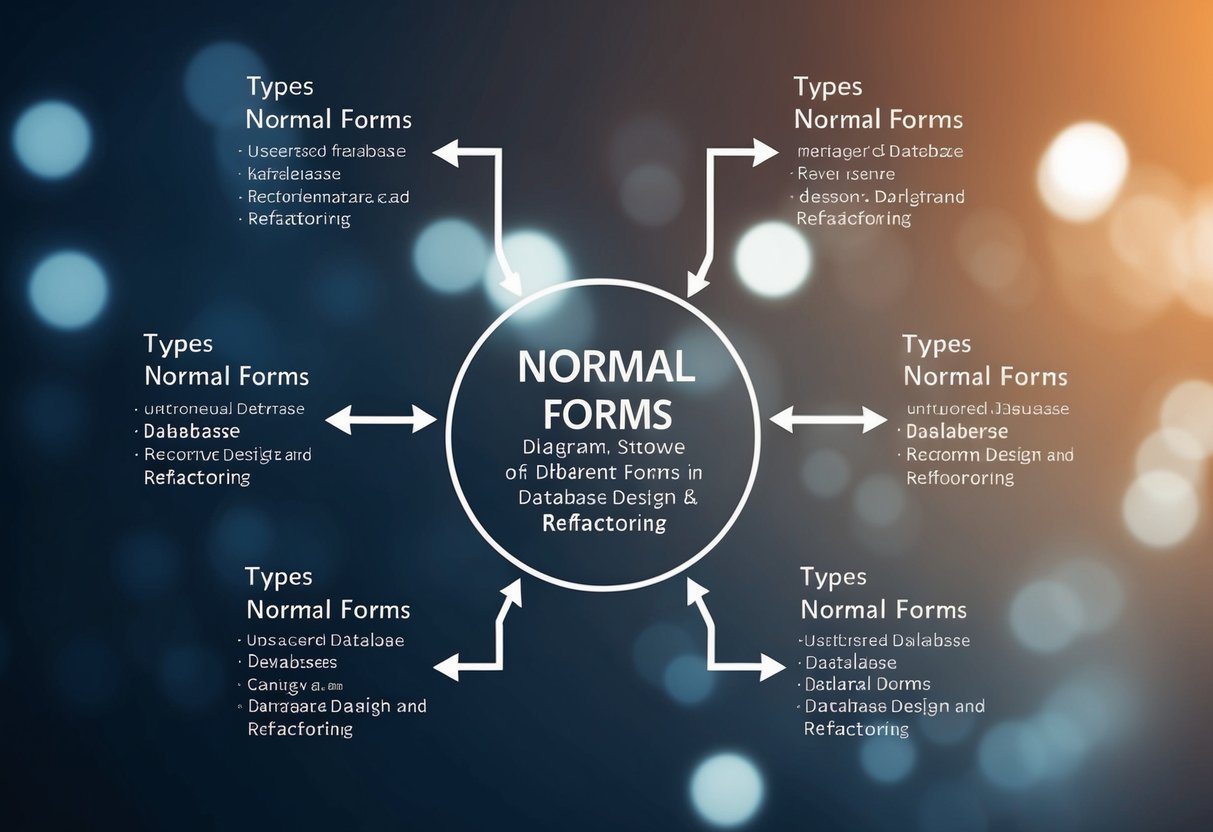 A diagram showing different types of normal forms in database design and refactoring