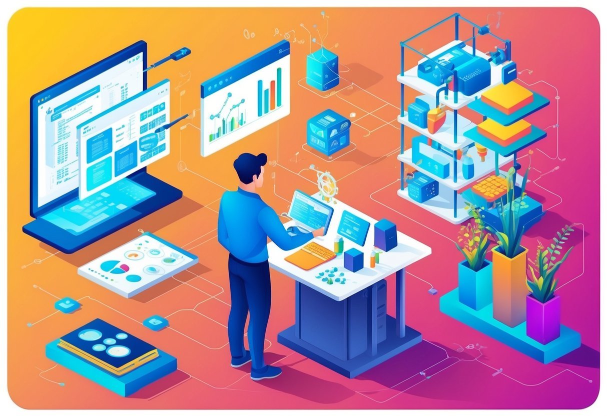 A person analyzing data, building systems, and conducting experiments