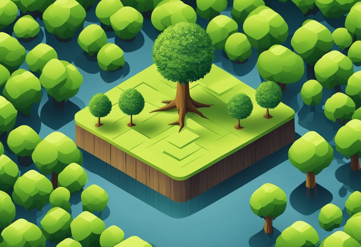 A tree growing from a small sapling to a mature, sturdy oak, symbolizing the evolution and growth of attributes