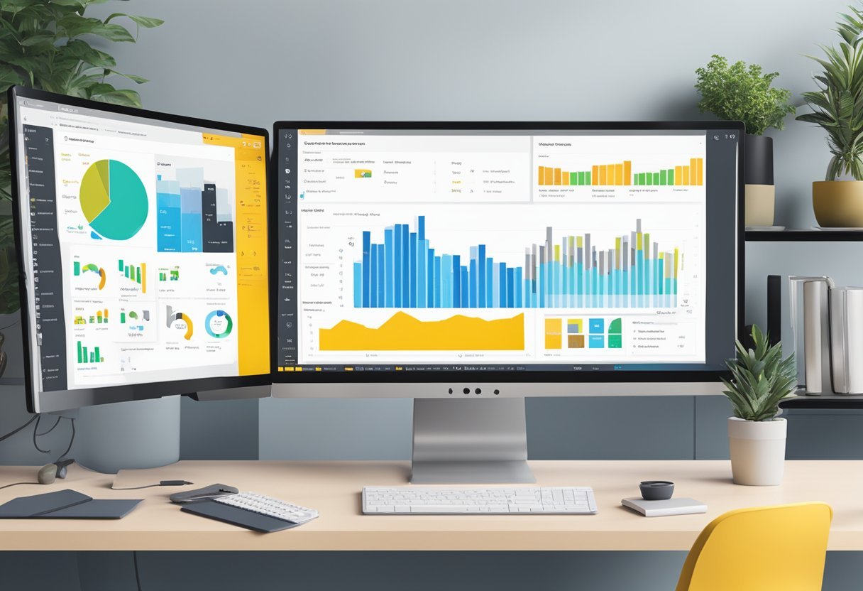 A computer screen displaying a Power BI dashboard with various optimization tools and performance tuning techniques