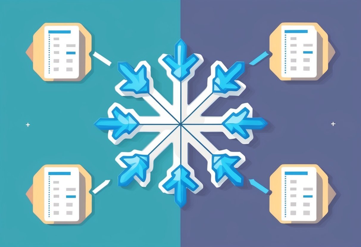 A star and snowflake schema with SQL queries and join operations