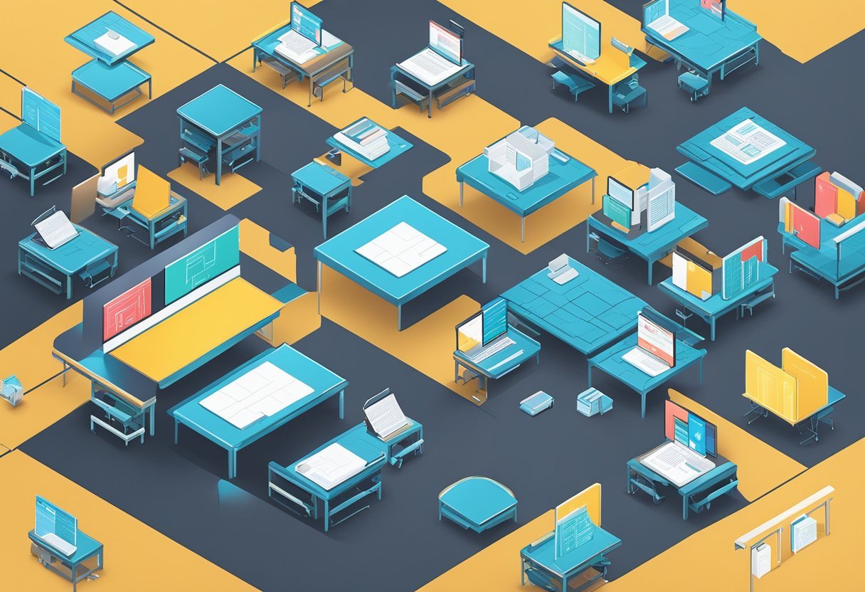 Multiple tables connected with lines, representing different SQL JOIN commands