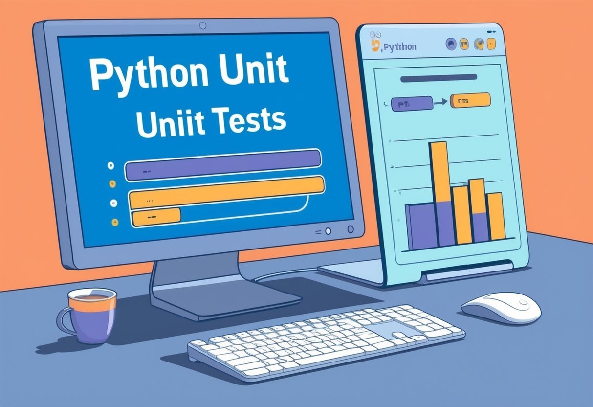 A computer running multiple Python unit tests with a progress bar showing optimization and scalability