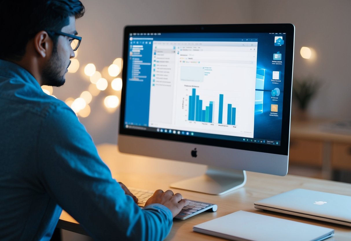 A person using a computer to integrate version control and workflow automation in Azure Data Studio using Jupyter Notebooks