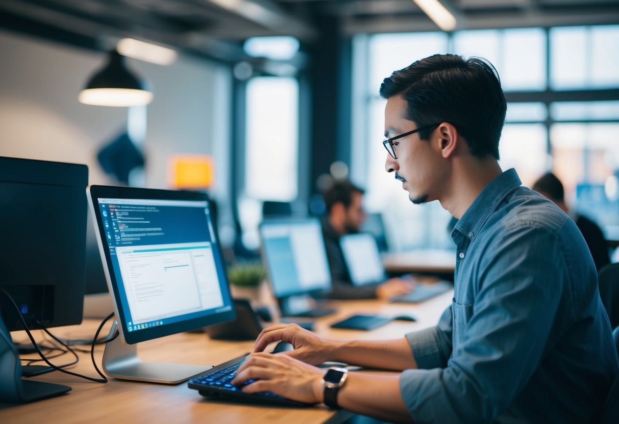 A person working at a computer with a Jupyter notebook open in Azure Data Studio