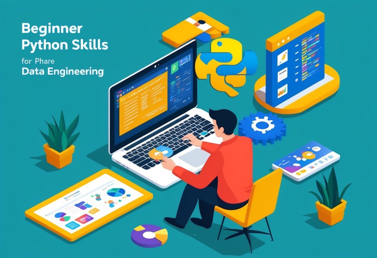 A person learning beginner Python skills for data engineering