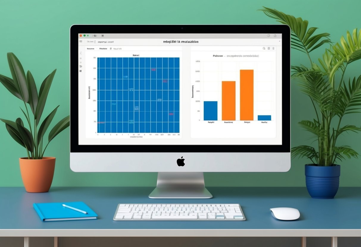 A computer screen displaying a matplotlib data visualization with pandas input and output using HTML tables