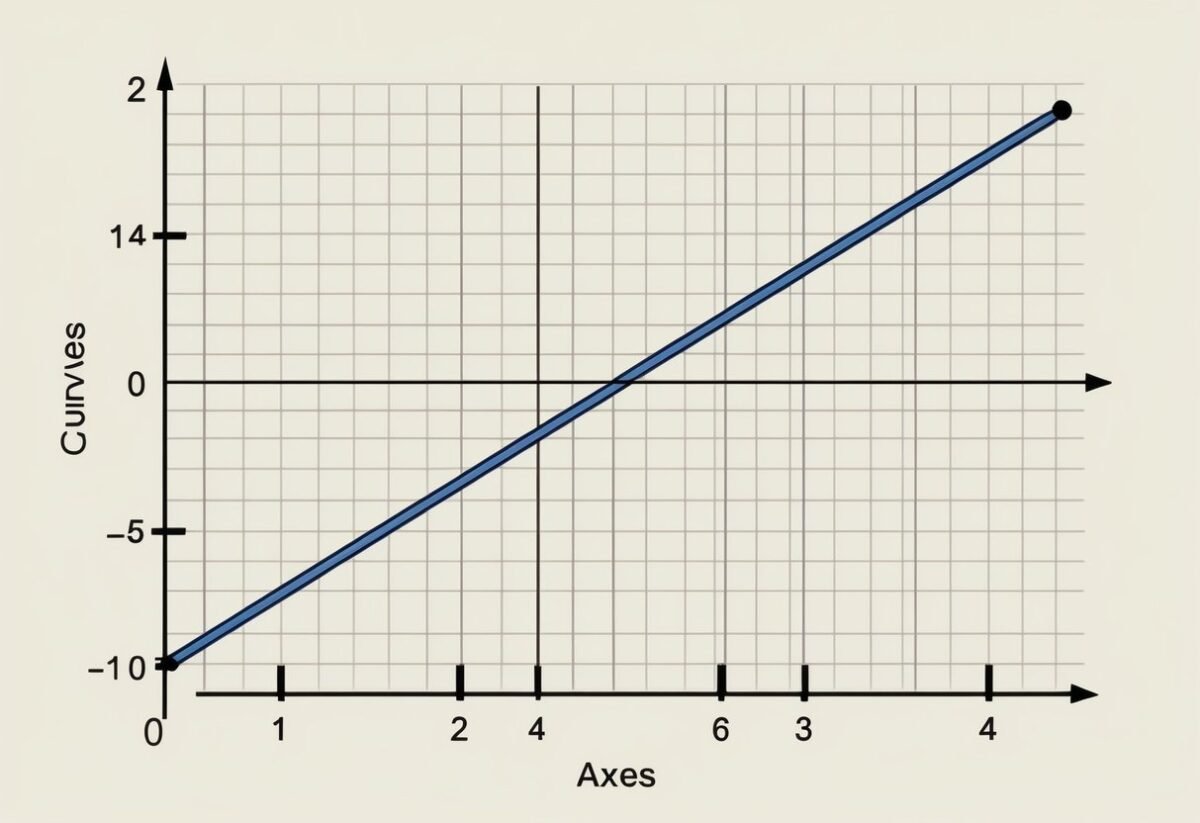 A graph with a polynomial curve fitting a set of data points, with evenly distributed axes and labeled tick marks