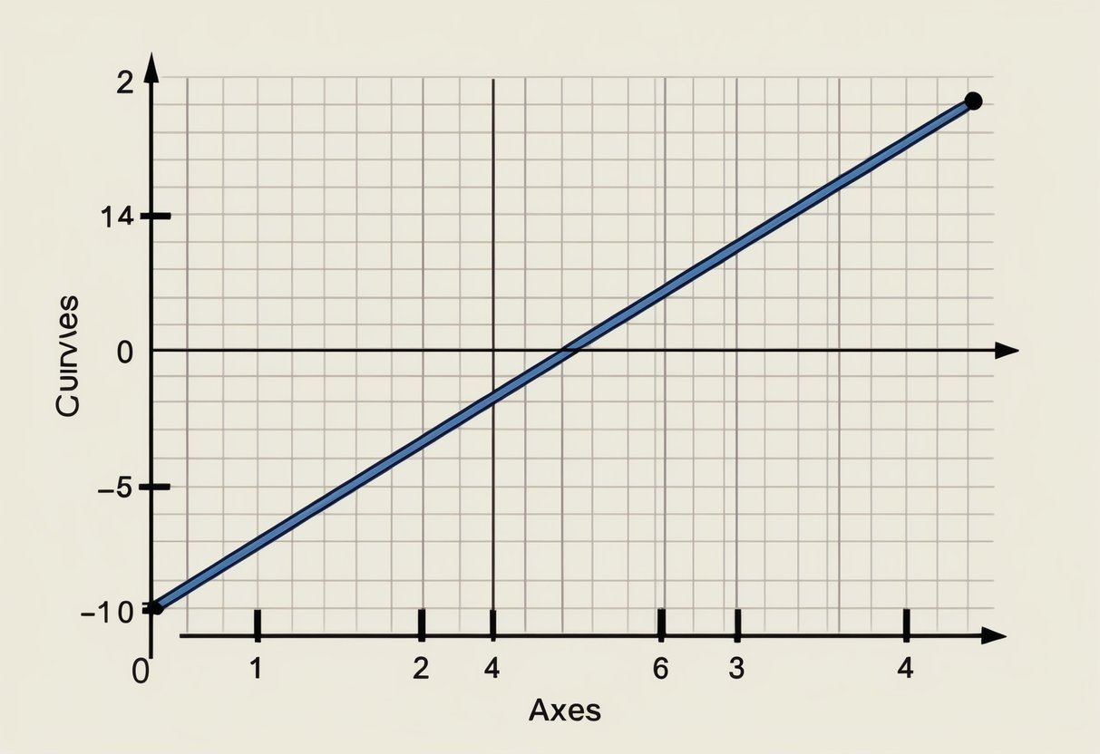 A graph with a polynomial curve fitting a set of data points, with evenly distributed axes and labeled tick marks