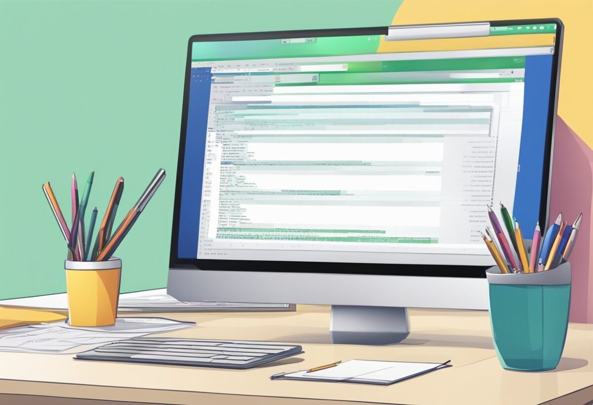 A computer screen with T-SQL code open, a notebook, and a pen on a desk