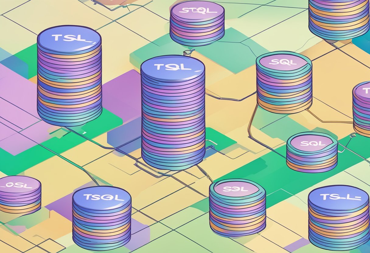 A computer screen displaying T-SQL code combining tables and queries with conditional logic