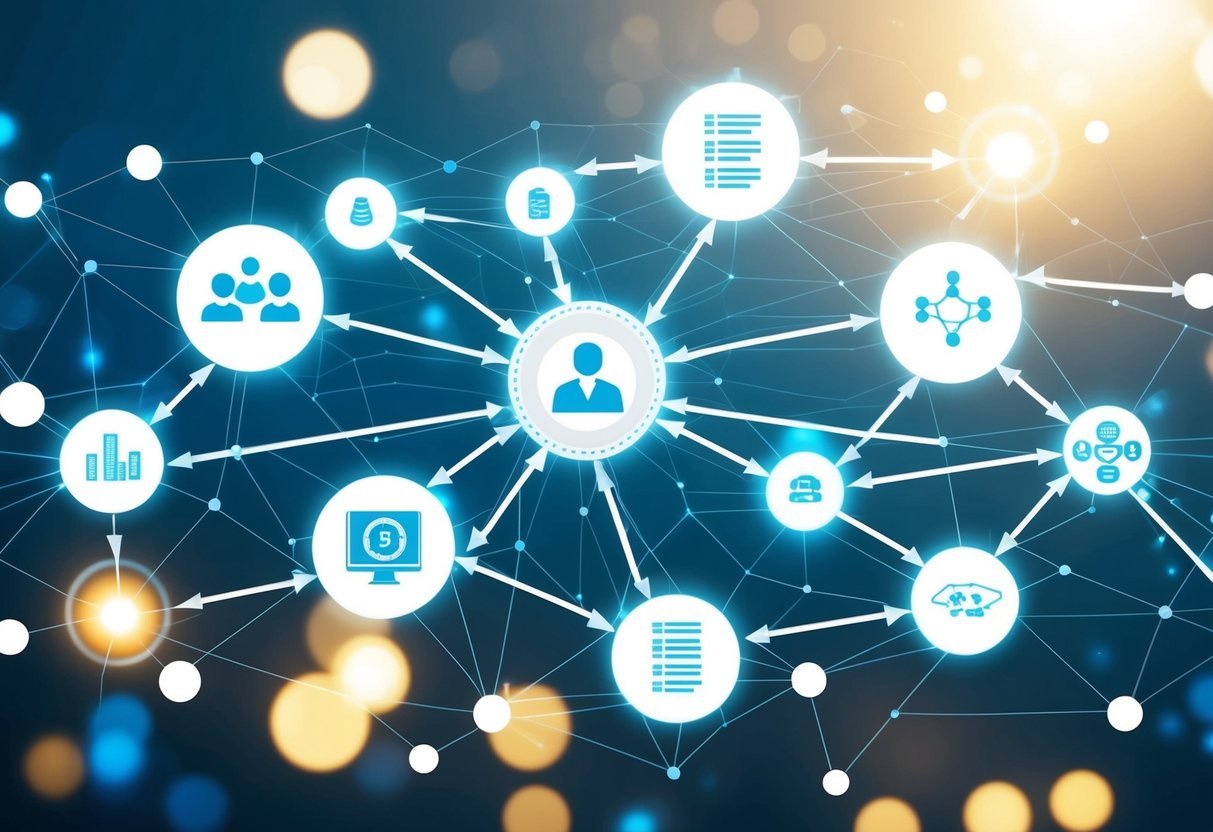 A network of interconnected nodes with data flowing between them, representing the advancement of machine learning