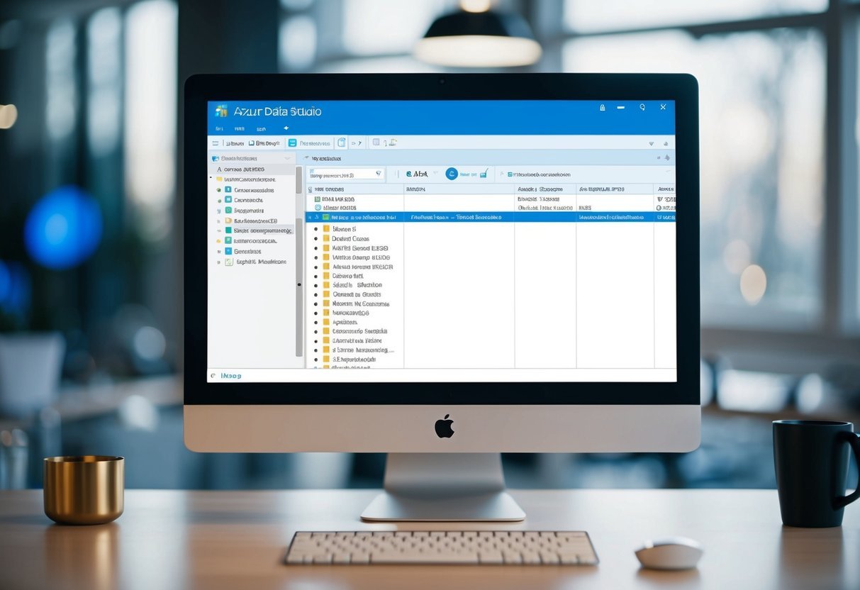 A computer screen displaying the Azure Data Studio interface with a list of database connections being exported