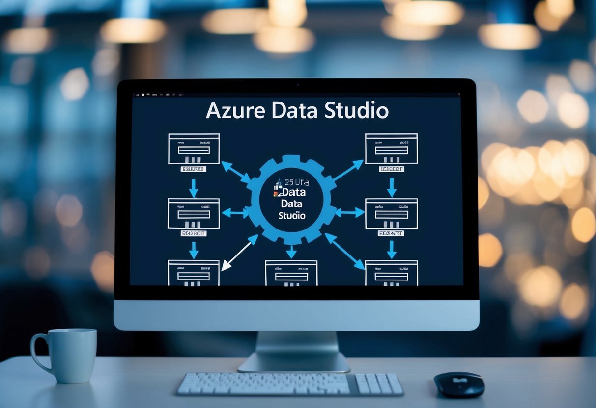 A computer screen displaying Azure Data Studio with various connections being exported