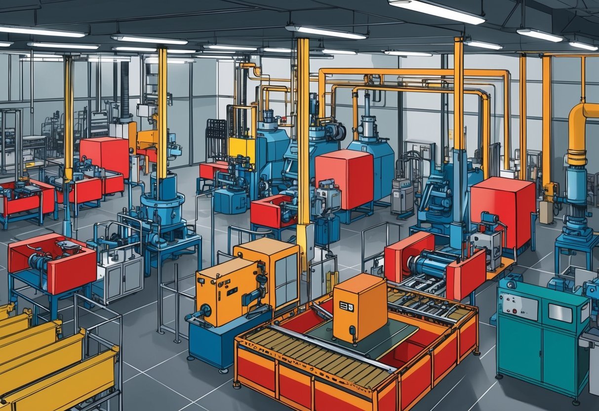 A factory floor with various machines and equipment, each serving a different industrial use case